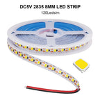 5V 2835 LED Strip Light 3mm 5mm 8mm PCB Width 120Leds/m Flexible LED Tape Ribbon Diode USB/2PIN Wire Led Lights for Room Decor