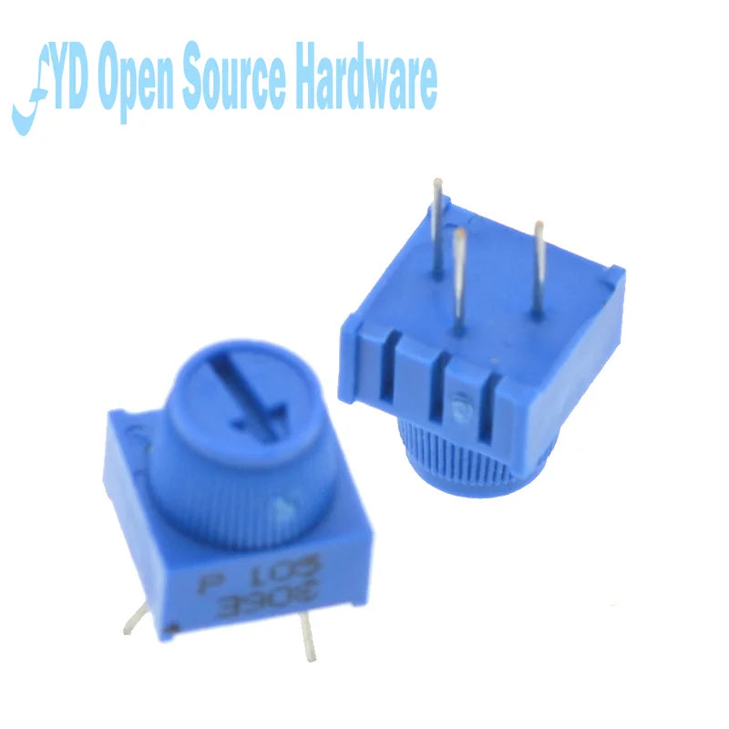 5-100pcs 3386P-1-103 1k 2k 5k 10k 20k  0.5W, 1/2W PC Pins Through Hole Trimmer Potentiometer Cermet 1 Turn Top Adjustment