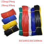 100Pcs PVC UL1007-22AWG 24/26/30AWG Tinned Electronic Wire PCB Jumper Cable 5/10/15/20cm Red Black Blue Yellow Green50/100/200mm