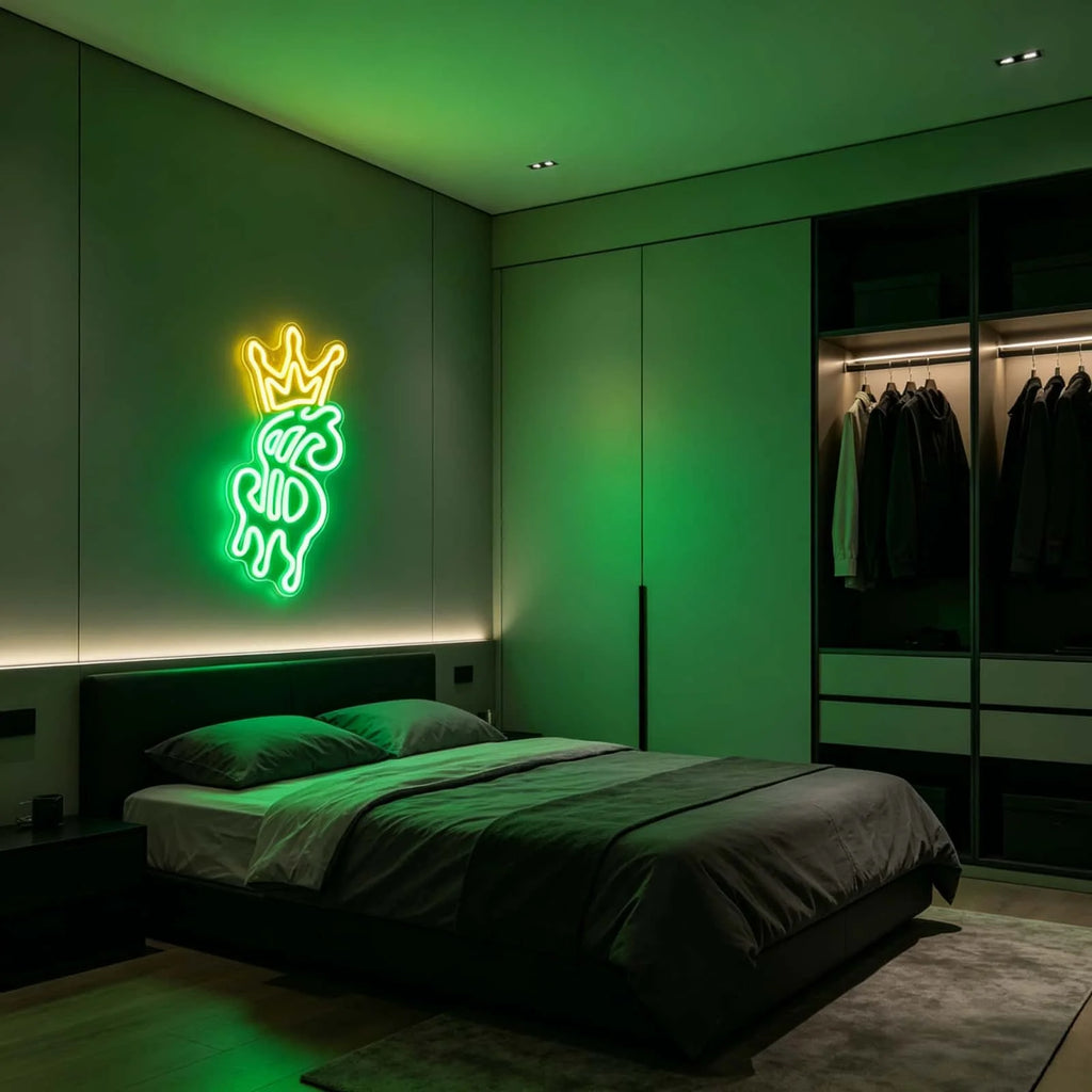 Crown Dripping Dollar LED Neon Sign USB Green Money Symbol Neon Wall Light for Bar Man Cave Bedroom Decor