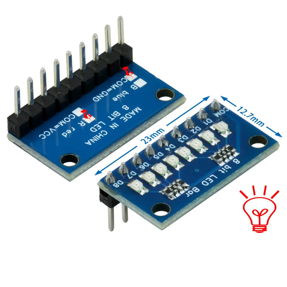 3-24V 8 Bit Blue/Red Common anode/cathode LED indicator Module Breadboard starter kit Board for MCU ARM 3d printer UNO MEGA2560