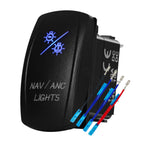 12V 24V Boat Trim Tabs Switch (ON)-OFF-(ON) Momentary Rocker Switch Waterproof Blue Light ON-OFF Toggle Switch With Harness