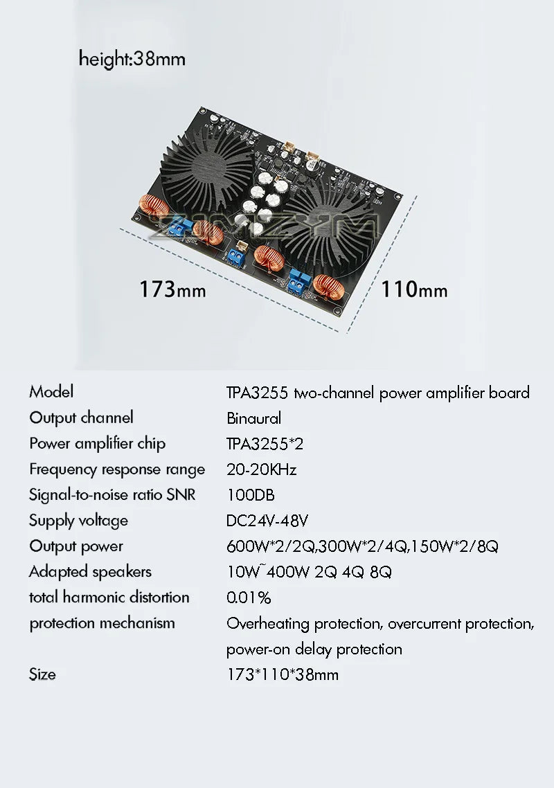 TPA3255 Digital Power Amplifier Audio Board Class D 2.0 Sound Amplifiers Stereo Home Audio Amp 600Wx2