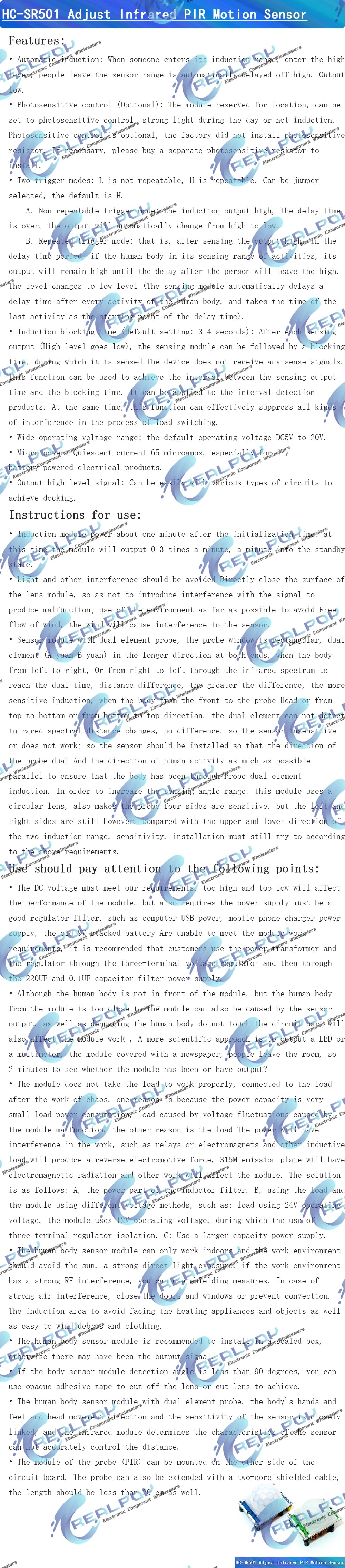 HC-SR501 Adjust IR Pyroelectric Infrared PIR Motion Sensor Detector Module Motion Sensor Detector Module HC SR501 Bracket