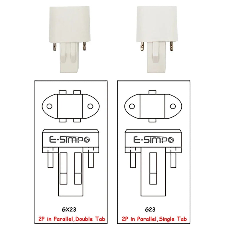 2pc GX23/G23 2Pin 6W LED Lamp 360D 600lm CFL PL-S 13W Equivalent 2Side View 85-265V AC Horizontal Plug Machine Reading PL Light