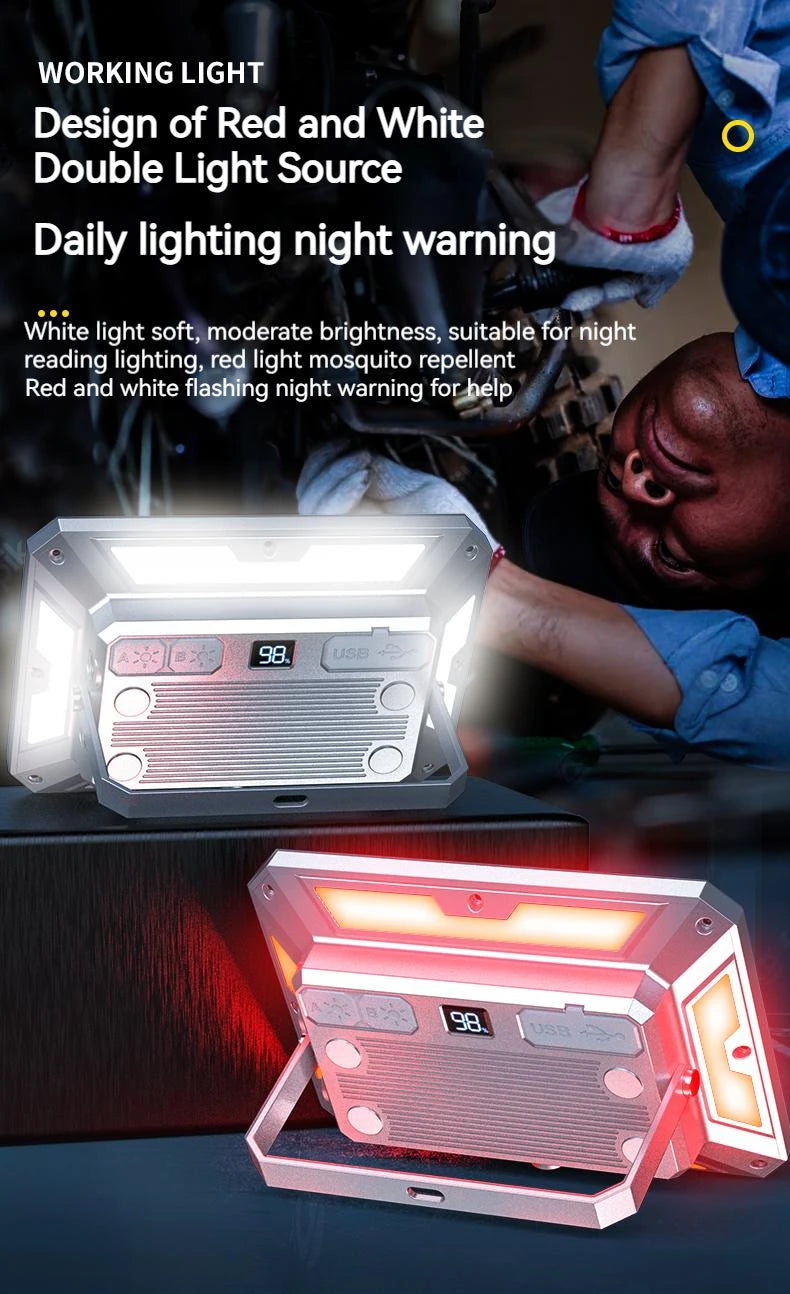 Outdoor Camping Light Super Bright Camping Floodlight Magnetic Rechargeable Led Work Light