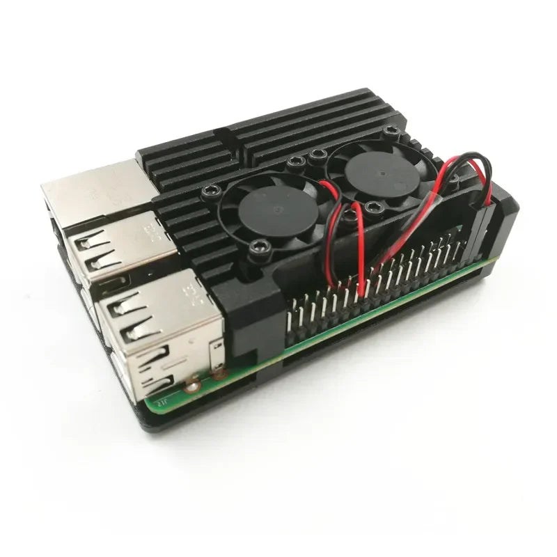 For Raspberry Pi 4 3 Model B 3B Plus Aluminum Case with Dual Cooling Fan Metal Shell Enclosure for RPI Raspberry Pi 4B 3B+ Model