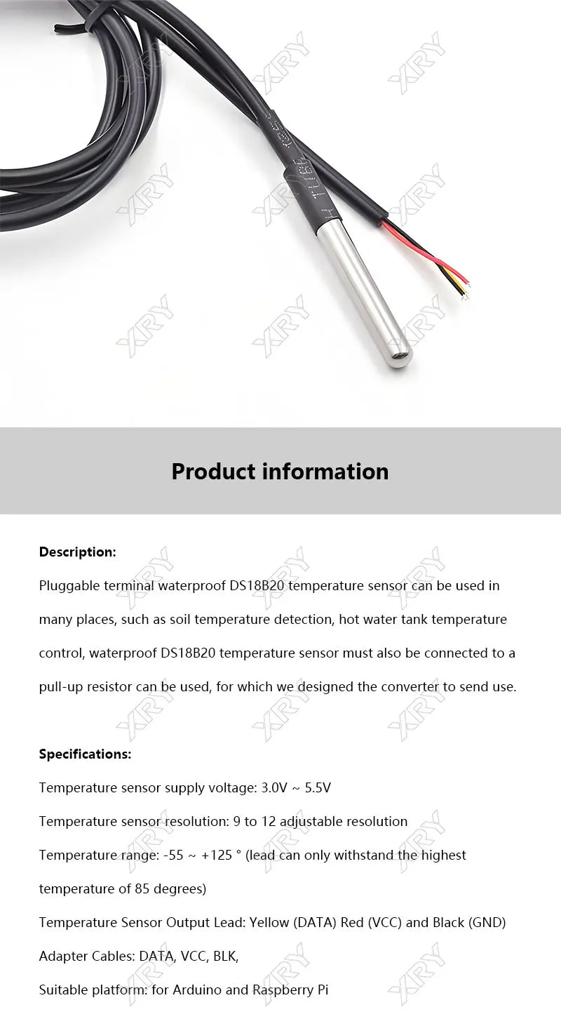 1pcs DS18b20 temperature probe temperature sensor 1M 2M 3M DS1820 Stainless steel package Waterproof 18B20 100cm/200cm/300cm