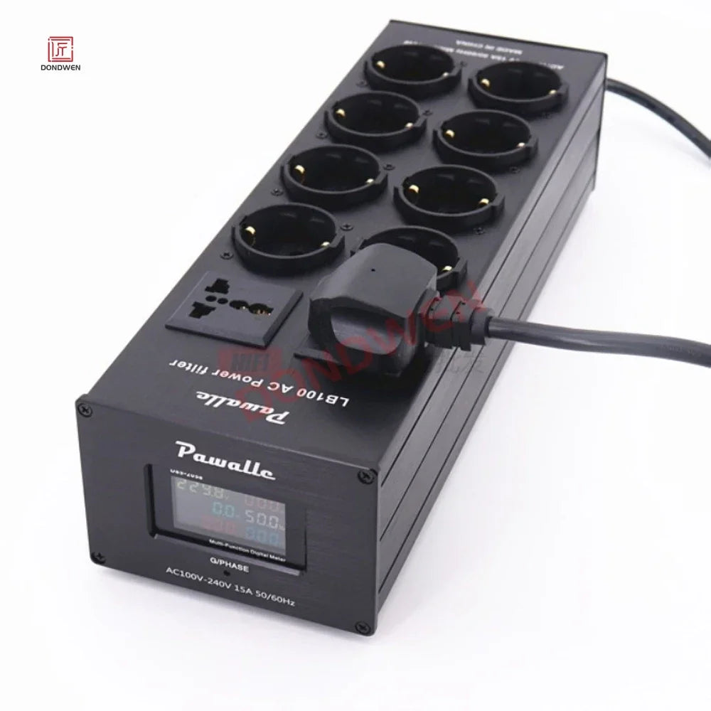 DONDWEN Power Filter Lightning Protection Surge Proof Socket Voltage Multi-function Display Compatible with EU/UK/AU Plug