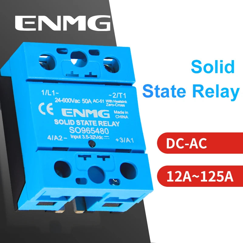 ENMG Single Phase Solid State Relay 12-24VDC Control AC Small SSR Non-Contact Contactor SO9496 Flame Retardant Optical Isolation