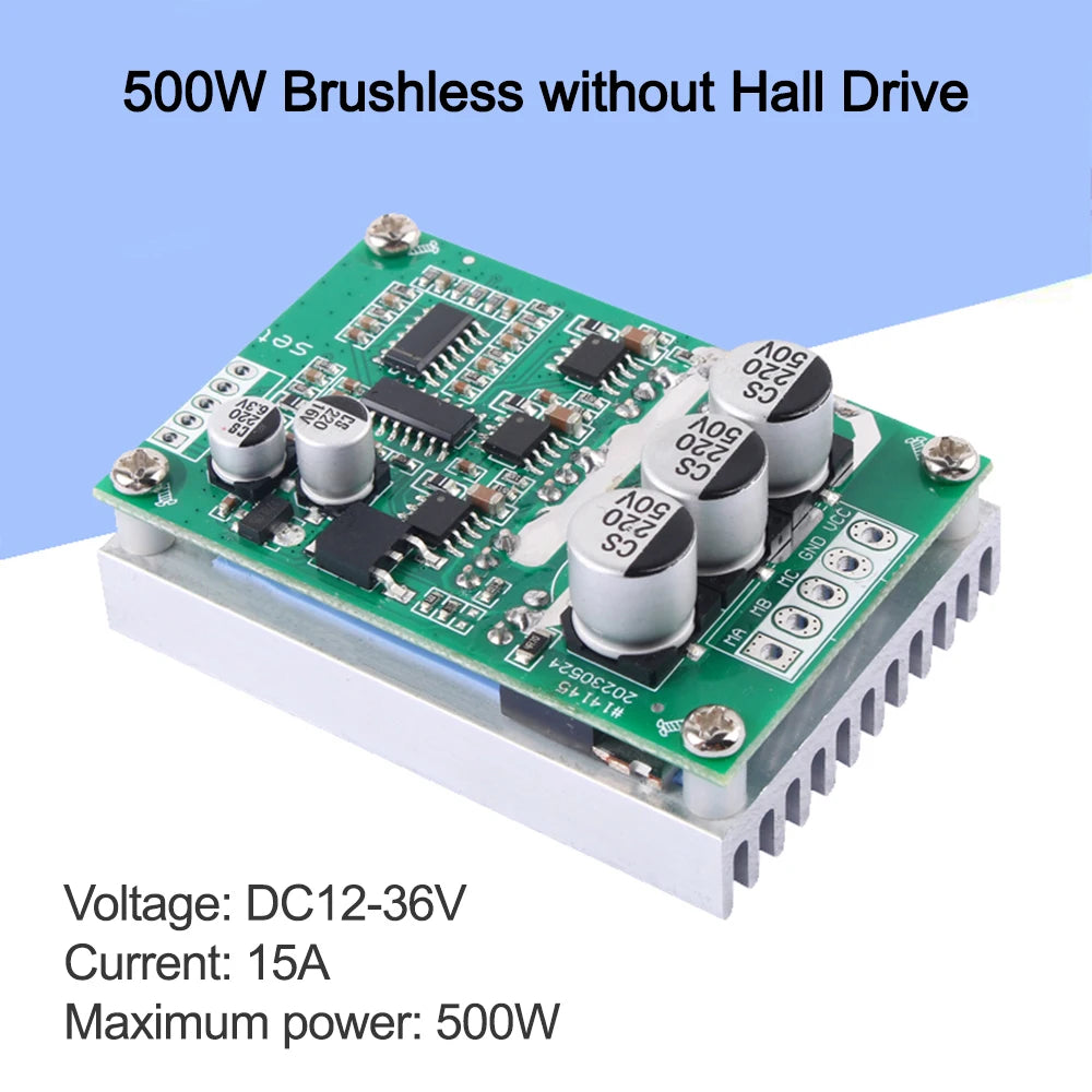 12-36V 15A 500W DC Motor Controller Module Hall Brushless BLDC Driver Board Motor Speed Regulator With Over-Current Protection