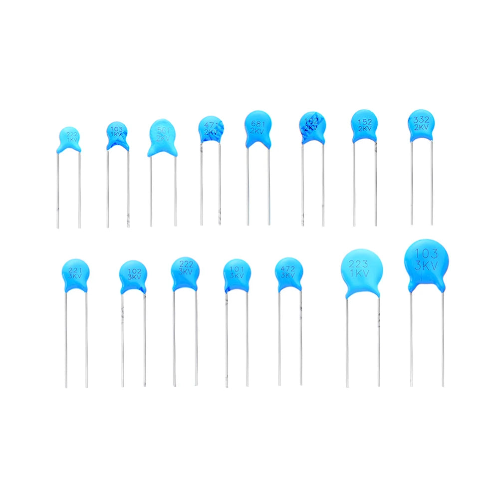 20PCS 1KV 2KV 3KV Radial Lead 100PF 10NF 10PF High Voltage Ceramic Disc Capacitor Multiple Capacitance Options 1NF 2.2NF 33PF