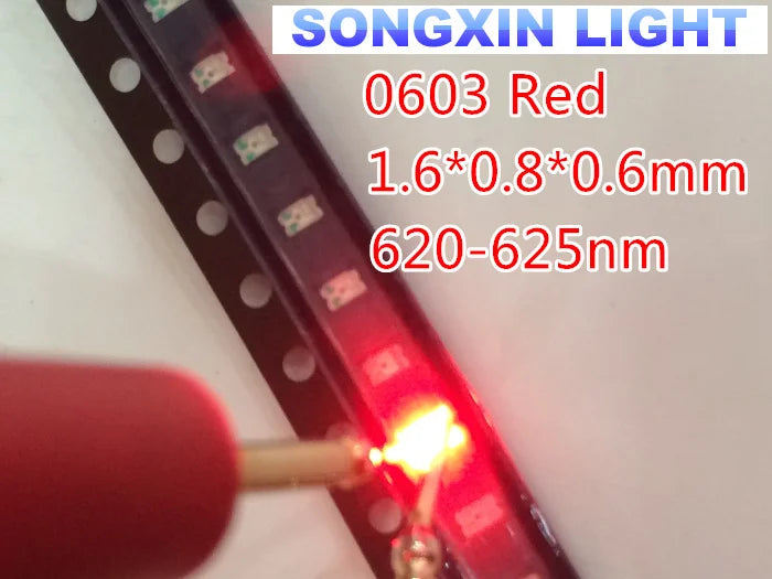 1000pcs/lot Small red lamp beads 0603 SMD LED 0603 RED Light-emitting diodes