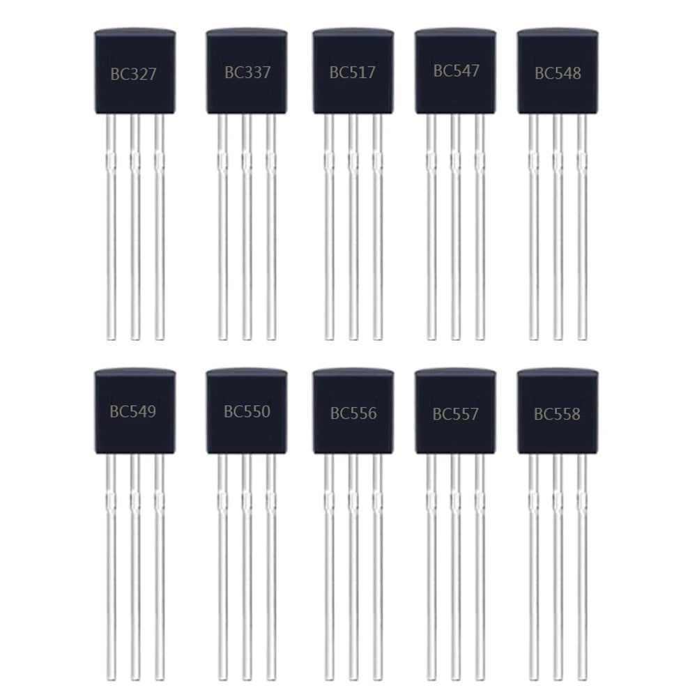 10 Values NPN PNP Power Transistors Assortment Kit BC327 BC337 BC517 BC547 BC548 BC549 BC550 BC556 BC557 BC558 Each Value 10PCS