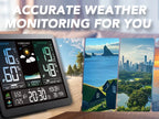Wireless Weather Station Digital Indoor Outdoor Thermometer Hygrometer with 3 Remote Sensors Sunrise Sunset Forecast Alarm Clock