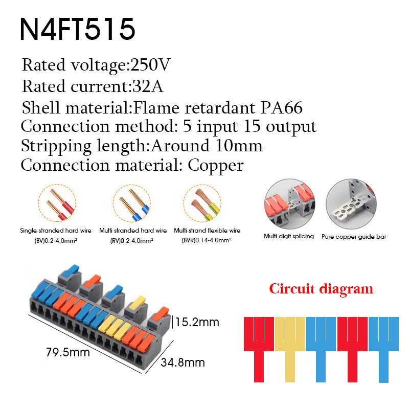 1/5PCS Wire Connector Electrical Cable Led Connectors Mini Terminals Blocks Quick Wiring Push-in Docking Butt Electrician Tools