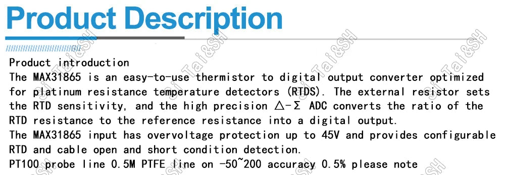 MAX31865 PT100 to PT1000 RTD-to-Digital Converter Board Temperature Thermocouple Sensor Amplifier Module 3.3V/5V For Arduino