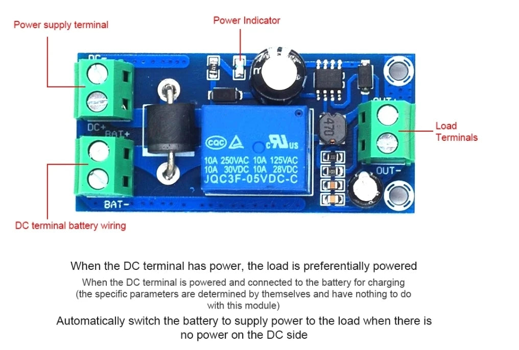 YX-804 YX-850 Power Outage Automatic Switching Battery Controller Board DC 5V 12V-48V Emergency Automatic Conversion Module