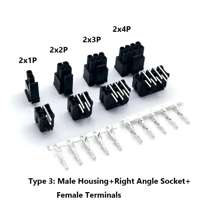 10Sets MX3.0mm Micro-Fit 3.0mm Double Row 2*1P- 2*12Pin Mini 5559/43020 Housing Receptacle Terminal Straight RA Wafer Connector