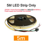 DC24V WS2811 COB LED Light Strip Kit 5M 10M 360LEDs/m Addressable Running Water Flowing Lamp With Wireless Controller Power Kit