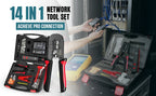 AMPCOM Network Tool Kit, Lan Tester RJ45 Crimper Cat6 CAT5E Connectors RJ11 Punch Down Tool Wire Stripper Pliers Ethernet Cable