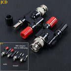 1PC Q9 BNC Adapter BNC Banana To Two Dual 4mm Banana Male Female Jack Coaxial Connector BNC Tee Type 3Way Splitter RF Adapter