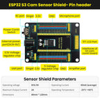 1 Set ESP32-S3 CAM Development Board N16R8+Type C USB Cable with ESP32 S3 Cam Sensor Shield for Arduino ESP32 S3 IDE Programming