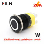 FILN 22mm 20A Stainless Steel Push Button Switch Waterproof IP66 High Current 12V/24V/110V/220V Auto Marine Industrial Control