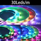 WS2811 WS2812B WS2813 WS2815 30/60/144Pixels/Leds/m 5050 RGBIC Smart LED Strip WS2812 Individually Addressable IC Light DC5V/12V