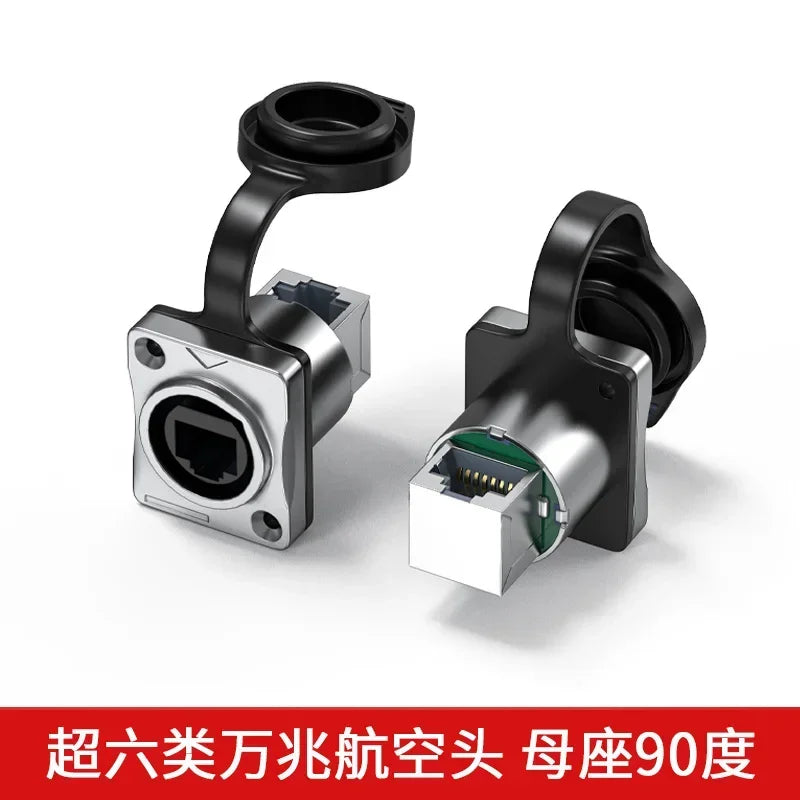 Waterproof CAT6A RJ45 Plug Socket Industrial Ethernet Cable Extender Adapter Category 6 Network Interface Panel Module Connector