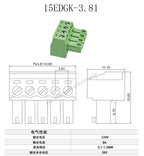 5Pcs 15EDGK 3.5mm 3.81mm Pitch PCB Screw Terminal Block 2-12 Pin Plug-in Wiring Holder Plug Body Connector