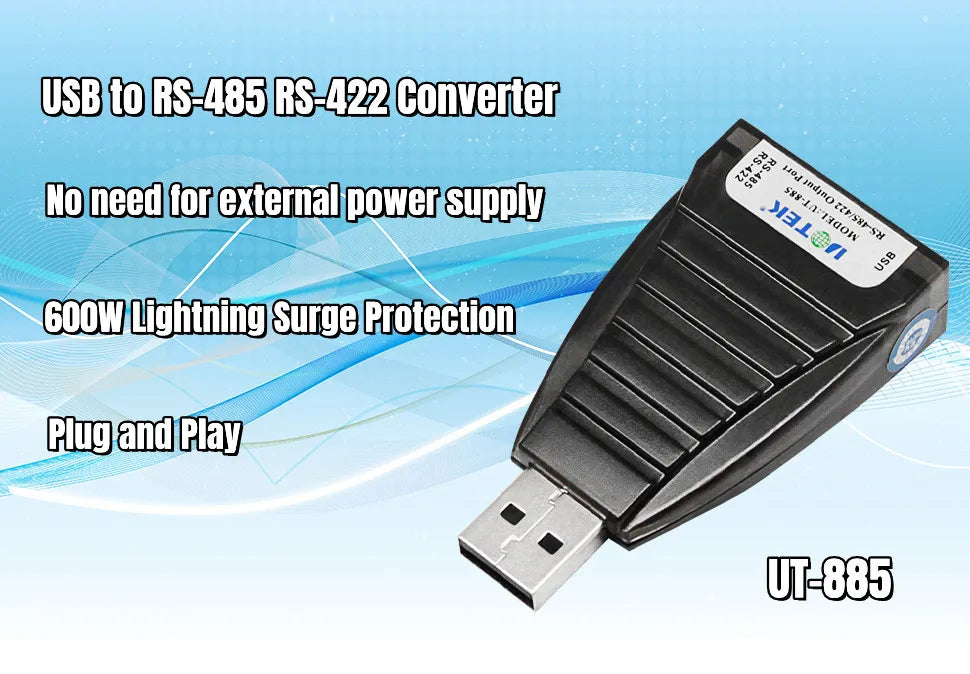 UOTEK USB to RS-485 RS-422 Converter RS 485 422 USB-A RS485 RS422 Serial Adapter Connector Full Half Duplex Anti Surge UT-885