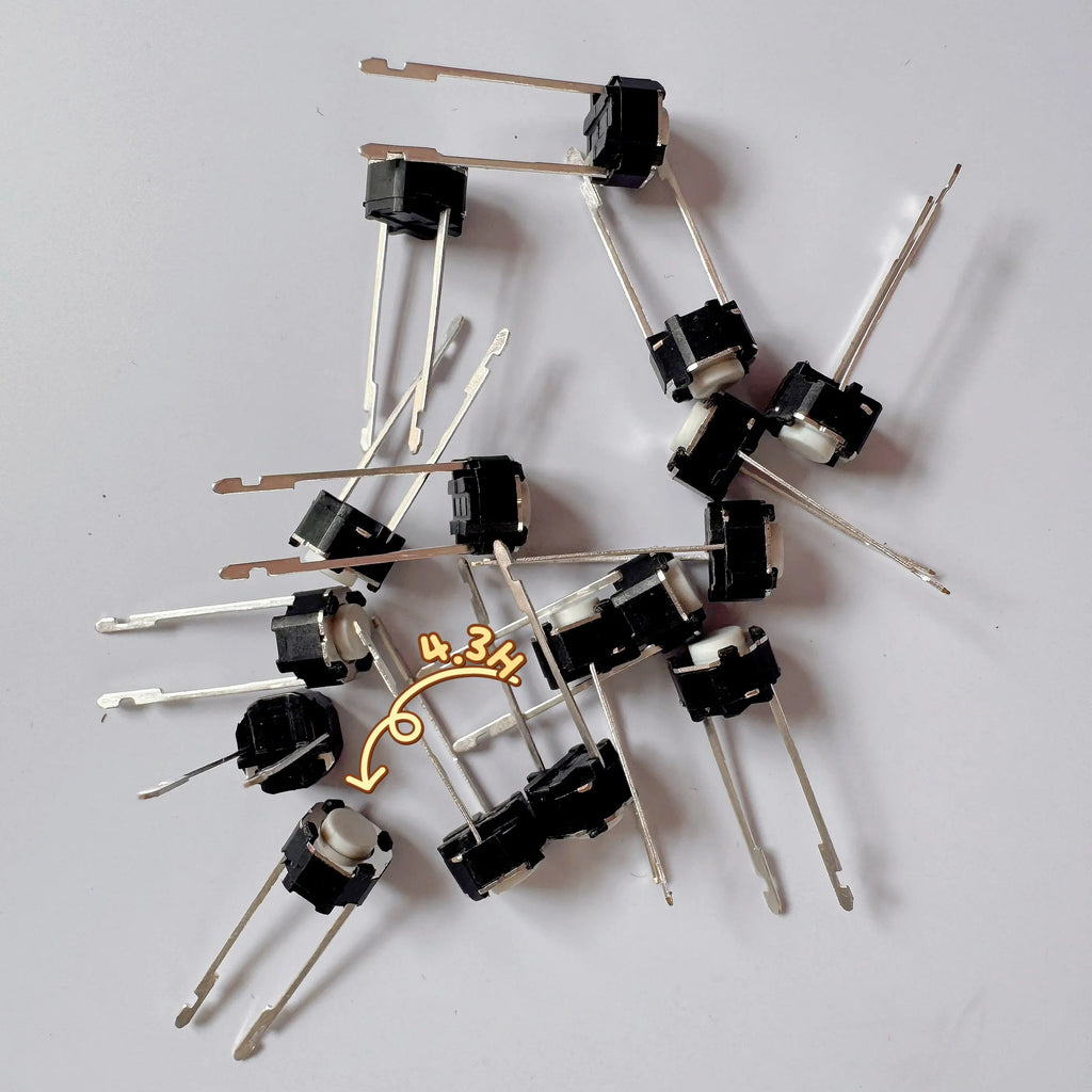 30PCS 6x6x5/4.3mm Middle 2PIN DIP Long Pin Mini Push Button Switch for Audio PCB Mounting Momentary Tact Switch Button