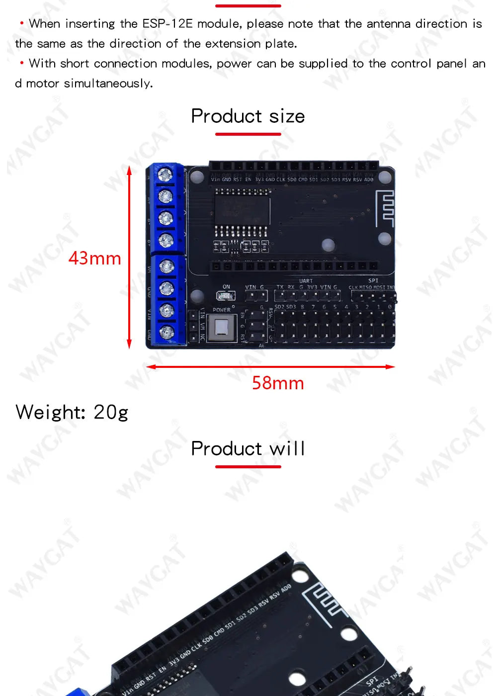 AEAK Node MCU Development Kit NodeMCU + Motor Shield Esp Wifi Esp8266 Esp-12e diy rc toy remote control Lua IoT smart car Esp12e