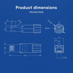 RJ45 Cat8 Cat7 Cat6 Toolless Field Termination Plug, Shielded (STP), Modular RJ45 Male Connector