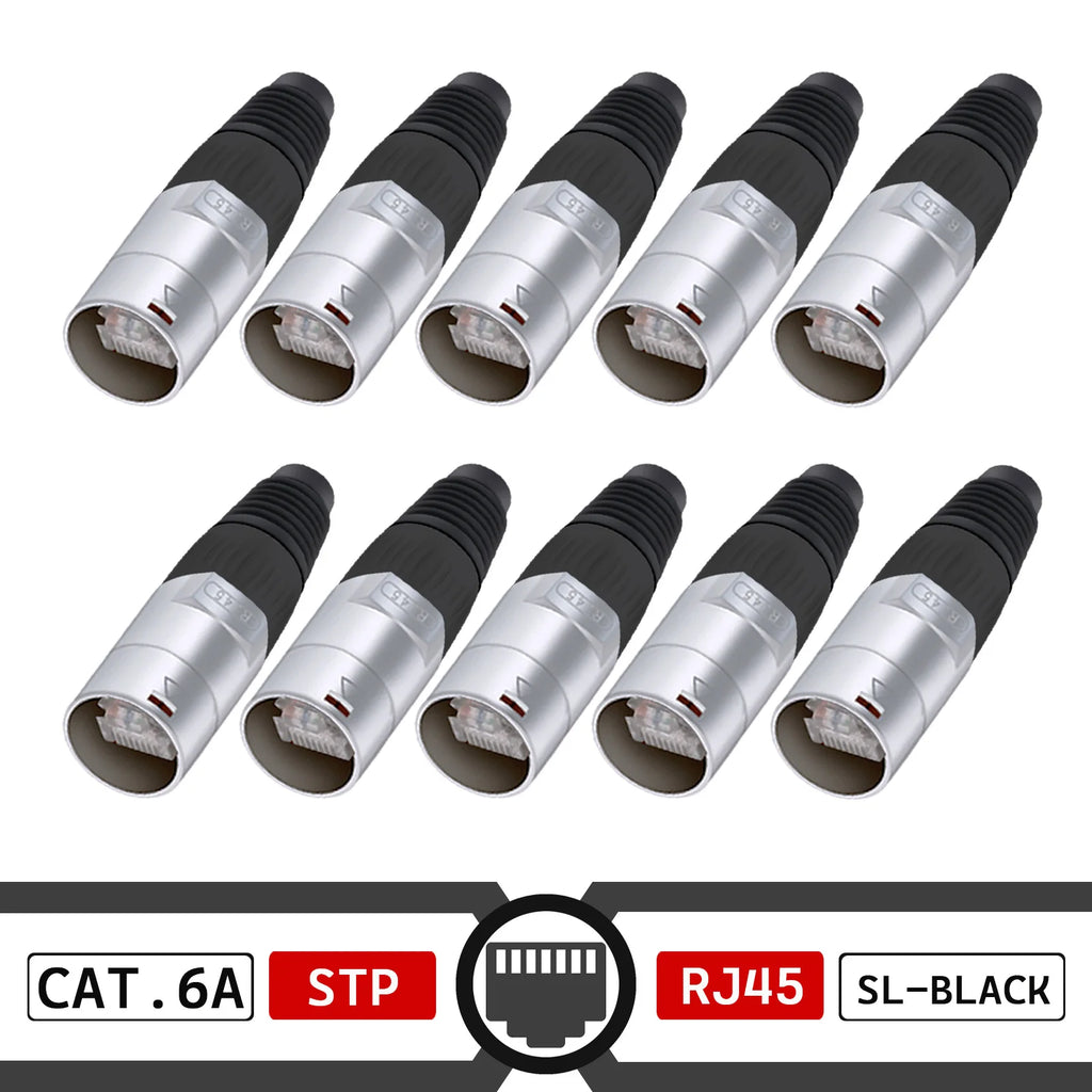 10pcs STP RJ45 8P8C CAT.6A Crystal Jack+10pcs Waterproof RJ45 Male Plug LAN Network Ethernet Ethercon Connector Wire Connectors