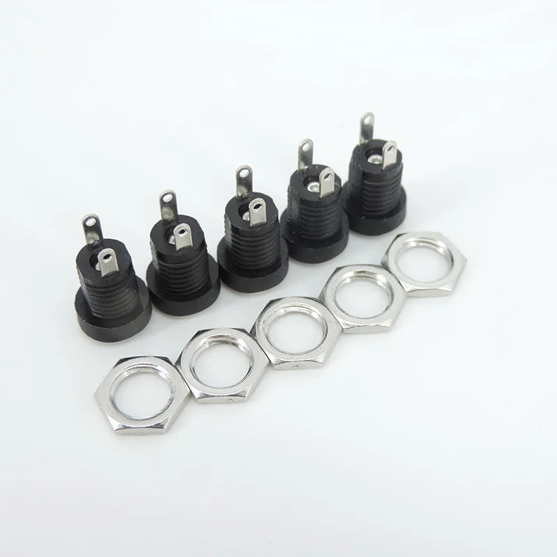 DC022B 5.5 X 2.1mm DC Power Jack Supply Socket Connector DC Female 2 Terminal 2 Pin Panel Mount Connector Plug Adapter 5.5*2.5