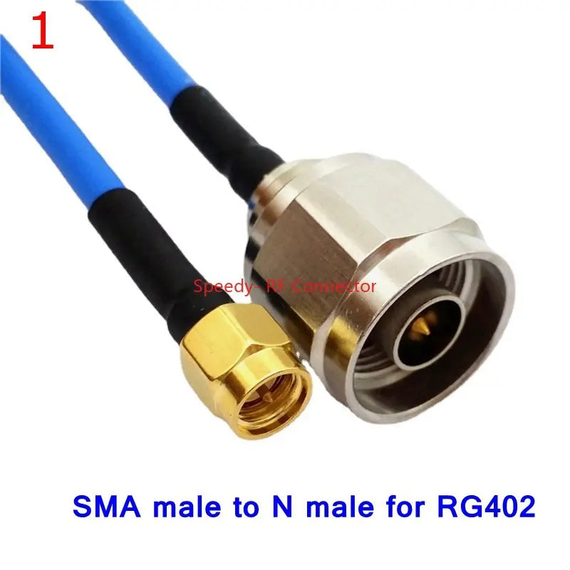 RG402 Coax Cable SMA RPSMA male To N  Male Connector SMA Right Angle Crimp Solder for RG402 Semi Flexible 50ohm Fast Brass Blue