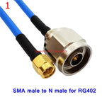 RG402 Coax Cable SMA RPSMA male To N  Male Connector SMA Right Angle Crimp Solder for RG402 Semi Flexible 50ohm Fast Brass Blue