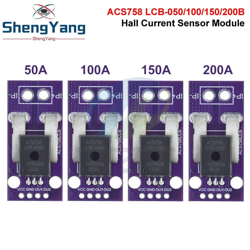 50/100/150/200A Hall Current Sensor Module Linear Analog AC DC 3.3V-5V ACS758LCB-050B 100B 150B 200B -PFF-T RC Model Connector