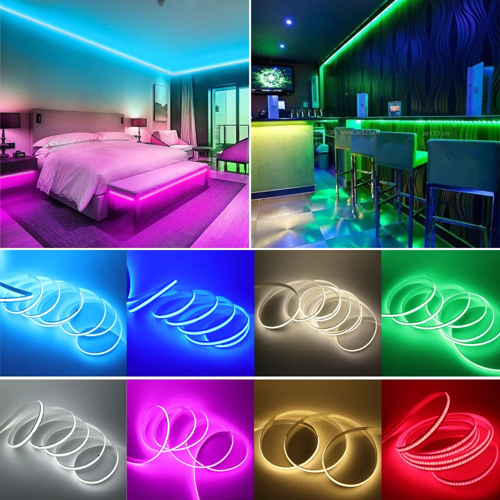 5V COB LED Strip 3mm 5mm 8mm Width 320LEDs/m High Density COB LED Tape AA Battery Powered Linear Lighting White Red Green Blue