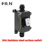 FILN 30A 12V 24V 220V Waterproof Inline Toggle Switch with LED IP65 Sealed Outdoor Box Inline Cord Rocker Switch Power