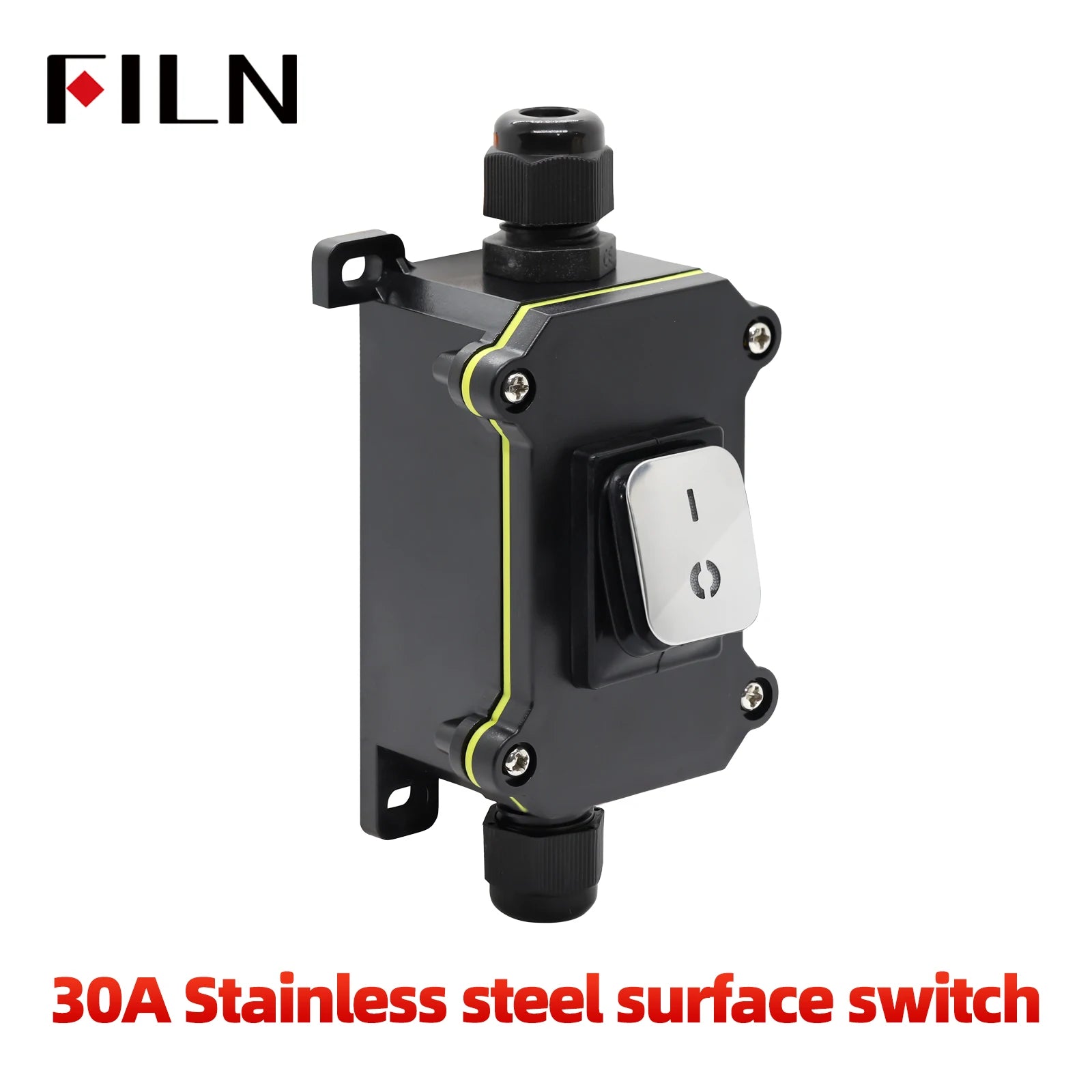 FILN 30A 12V 24V 220V Waterproof Inline Toggle Switch with LED IP65 Sealed Outdoor Box Inline Cord Rocker Switch Power