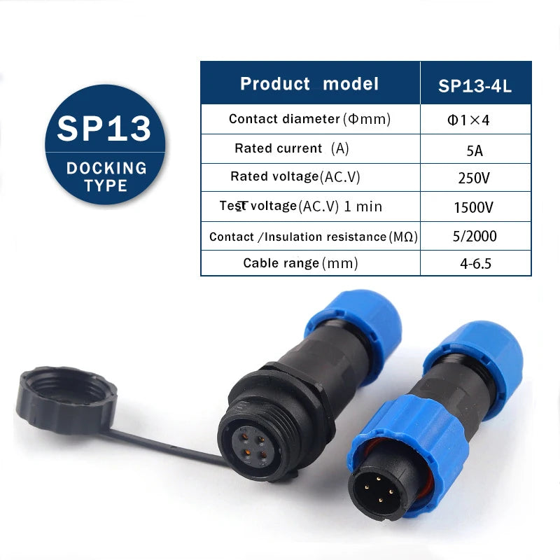 SP13 Waterproof Aviation Connector IP68 Cable to Cable In-line Plug Socket 2 3 4 5 6 7 9 Pin Circular Connector Adapter Kit