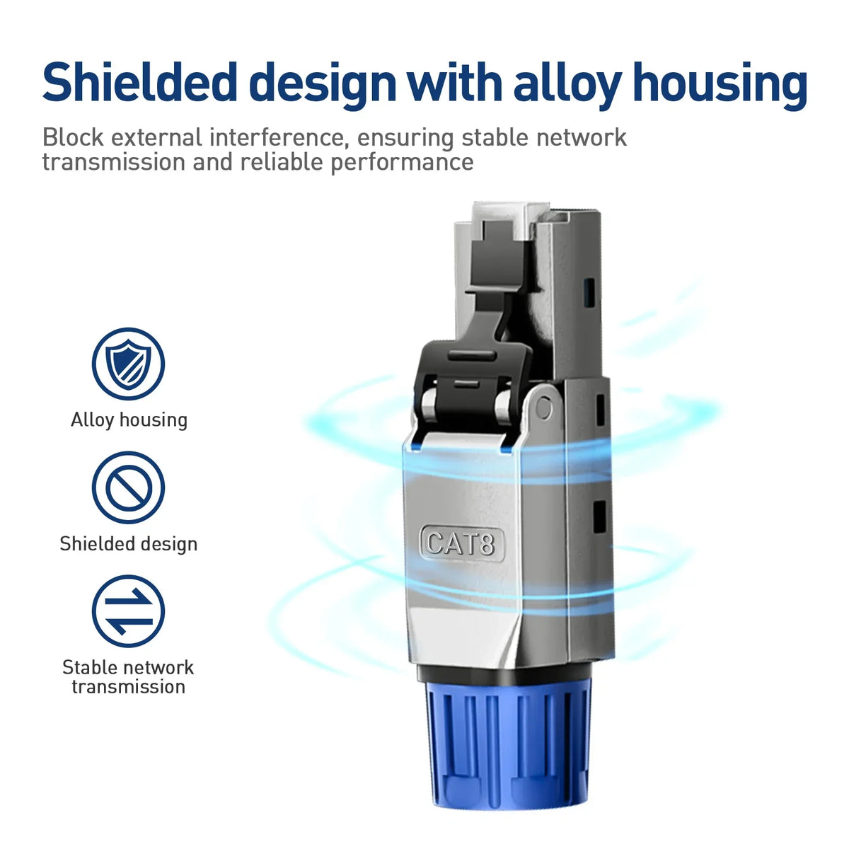 ZoeRax 1PCS RJ45 CAT8 CAT7 CAT6A Toolless Ethernet Cable Connector Shielded Network Cable Plug for 22~26AWG STP Lan Cable