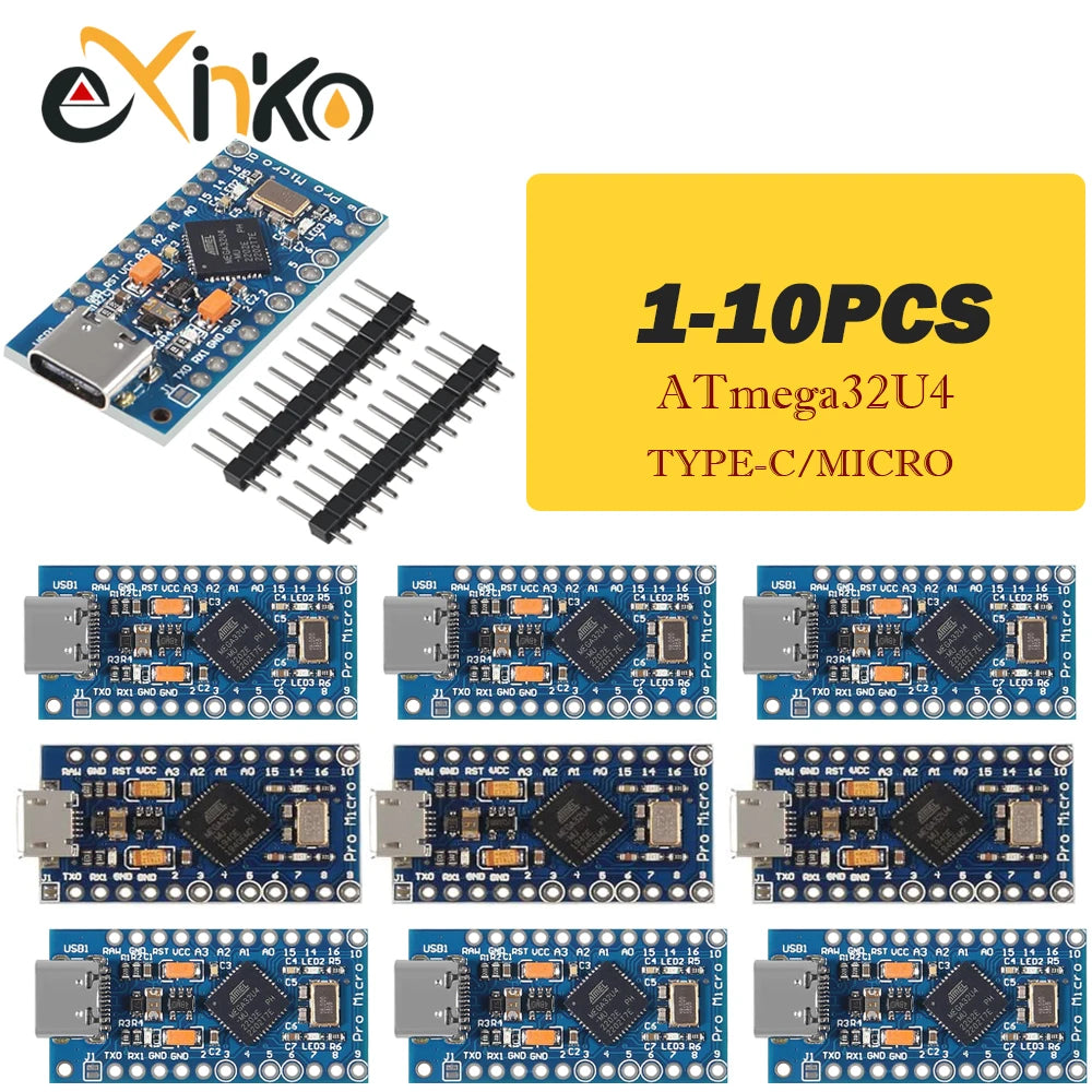1-10pcs New Pro Micro for arduino ATmega32U4 Module with 2 row pin header For Leonardo in stock . best quality