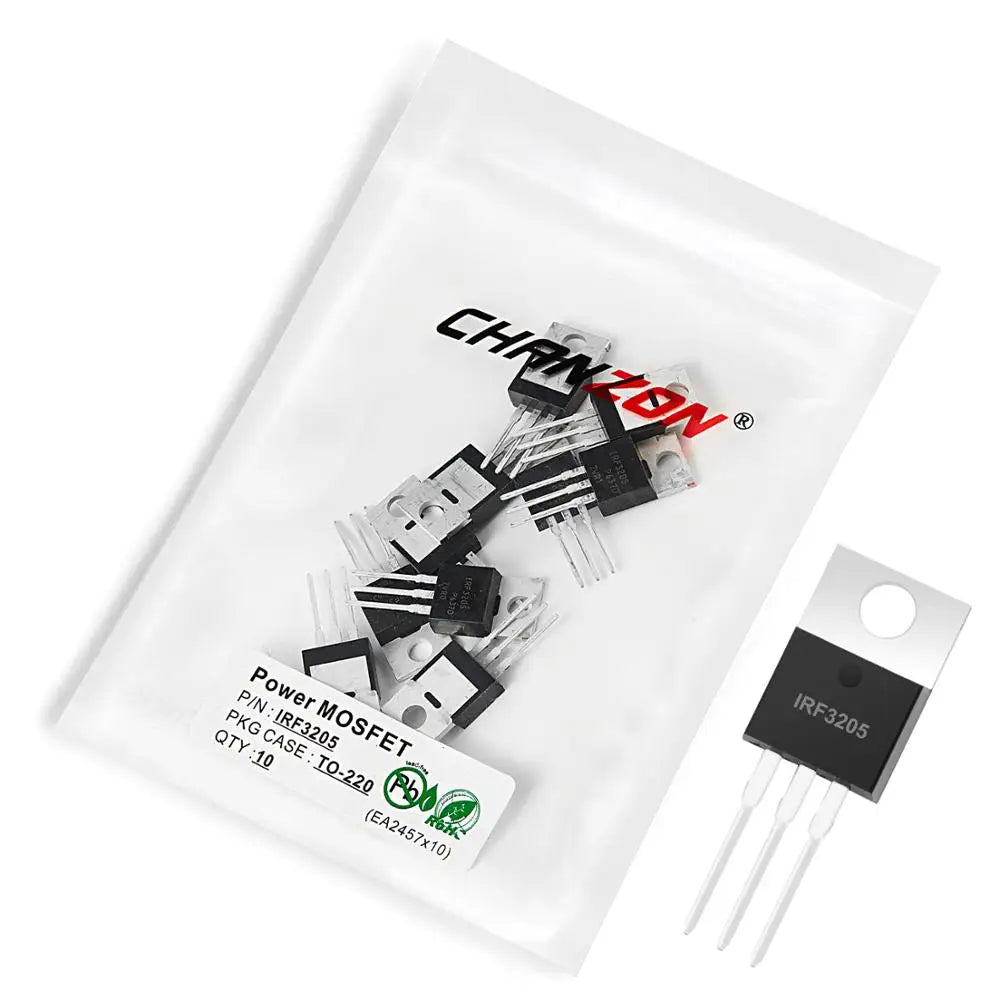 10Pcs IRF3205 TO-220 Power SIC Mosfet Transistor Bipolar Junction BJT Powerful Triode Tube Fets DIP 110A 55V Integrated Circuits