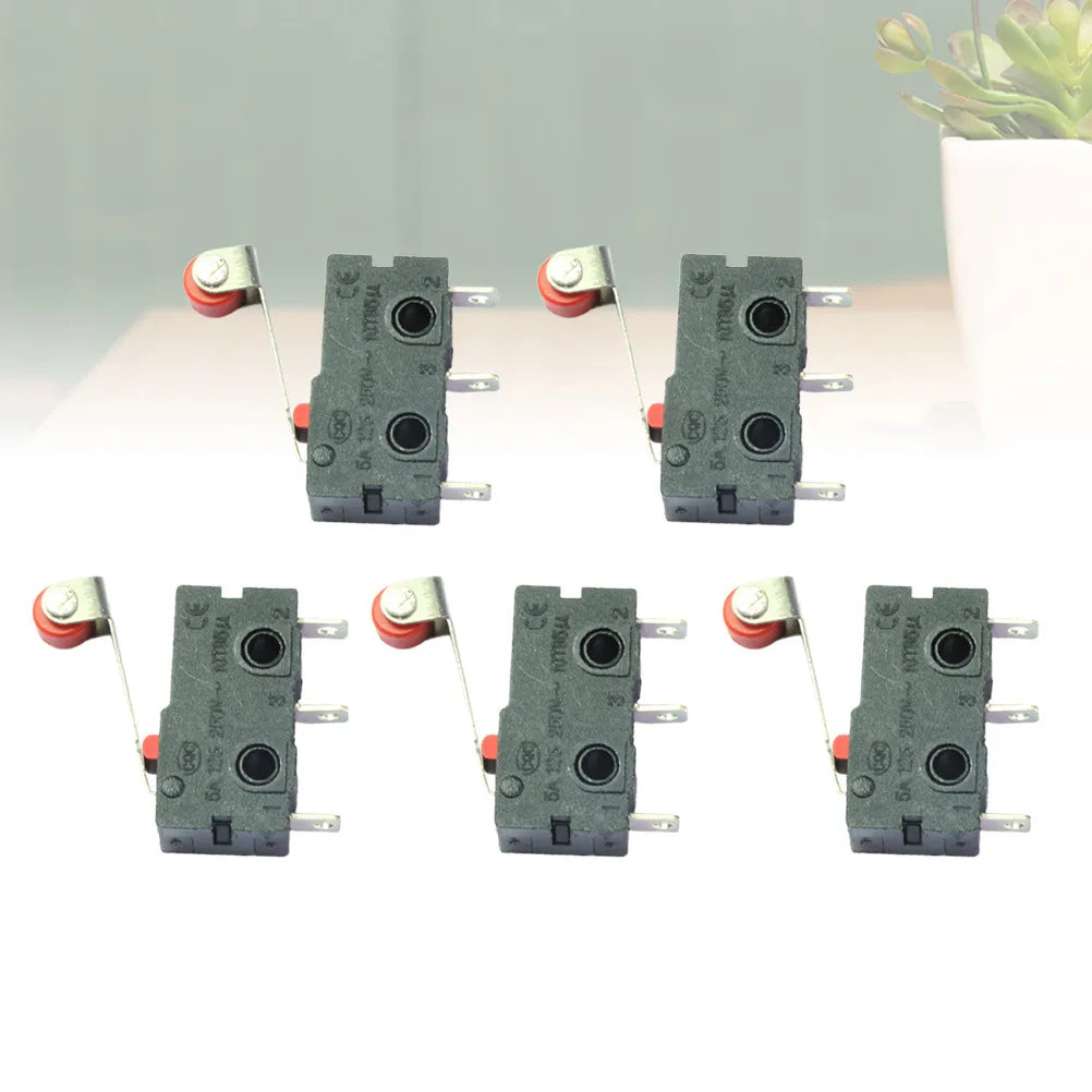 5Pcs Limit Switch Roller Lever Arm Spdt Snap Action 1no 1nc Hinge Easy Installation Long Life Electronic Equipments