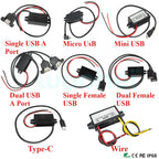 12V to 5V 3A15W DC DC Step Down Buck Converter Power Supply Module Type-C Adapter Male Female Micro USB Mini USB for Car ROHS CE