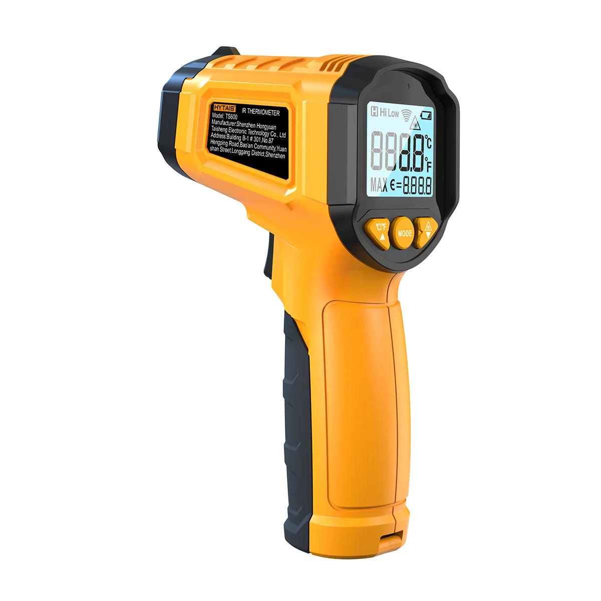 TS600 Infrared Thermometer Digital Temperature Gun Laser Non-contact Temp Reader IR Temperature Sensor Adjustable Emissivity
